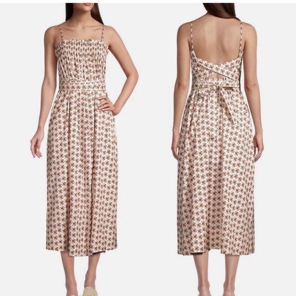 Tory Burch Ruffle Top Midi Dress – Curly Ditsy Logo Print – Size S – EUC! - Picture 1 of 16